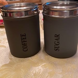 Sugar and coffee metal tins
